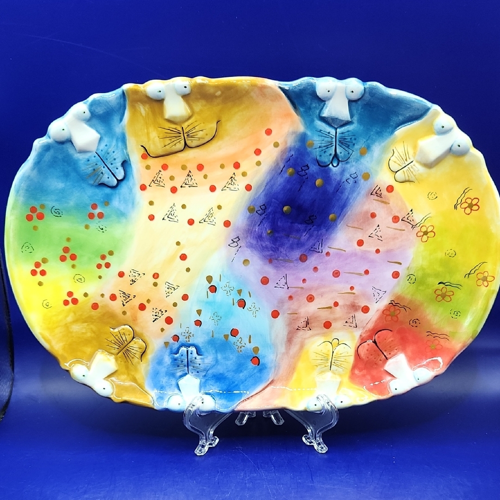 Studio Designworks Joy Cats Colorful Ceramic Platter